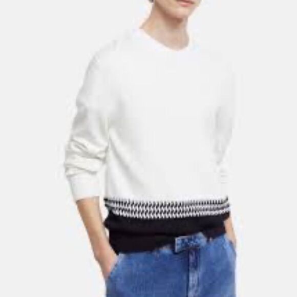 $265 The Kooples Twotone Knit Sweater in White NWT - Picture 2 of 10